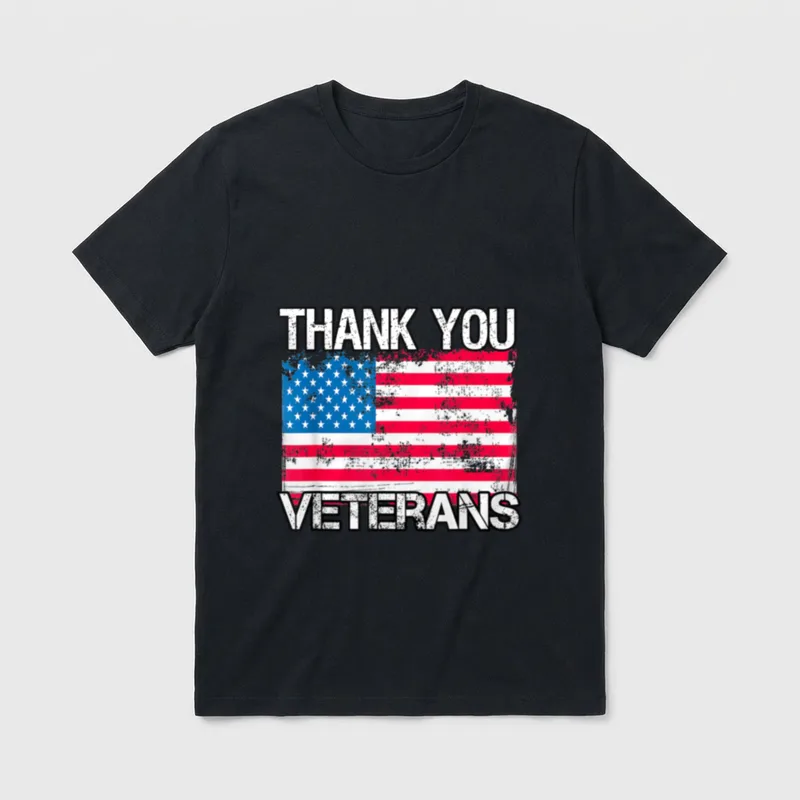 Retro US Flag Military Vet Appreciation T-Shirt – Classic T-Shirt in Black