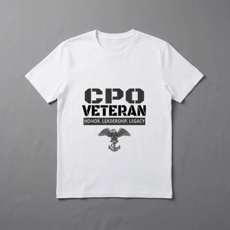 CPO Veteran T-Shirt – CPO VETERAN with HONOR. LEADERSHIP. LEGACY and naval eagle anchor emblem – Classic T-Shirt in Black