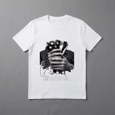 A Brand Veterans Aren T-Shirt – Two hands clasping the American flag with printed words below – Classic T-Shirt in Black