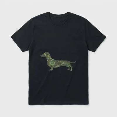 Dachshund Camo Print US Sausage Veteran T-Shirt – Classic T-Shirt in Black