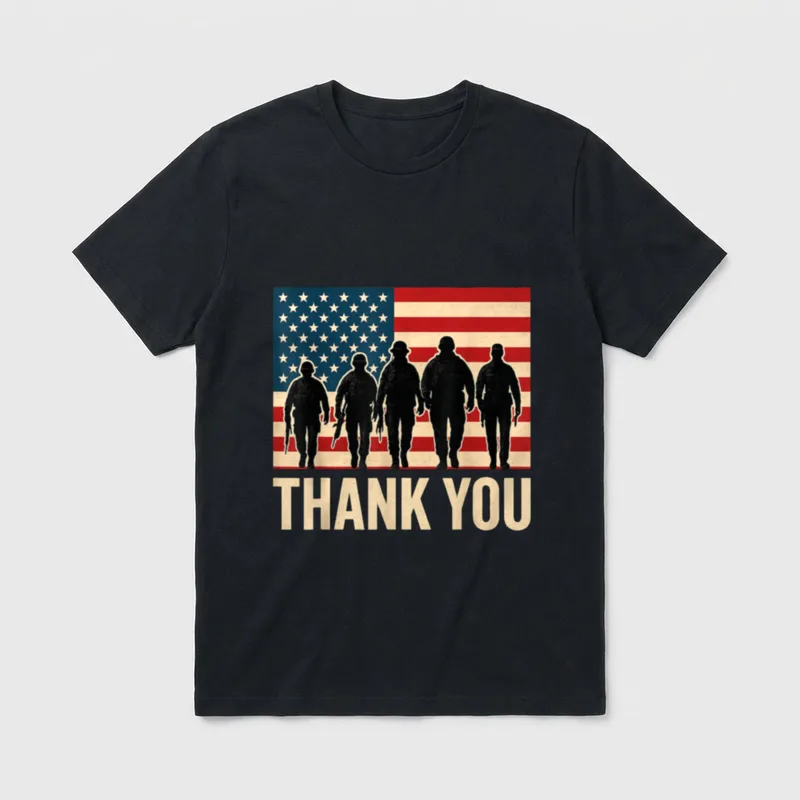 Thank You Veterans American Flag T-Shirt – Classic T-Shirt in Black