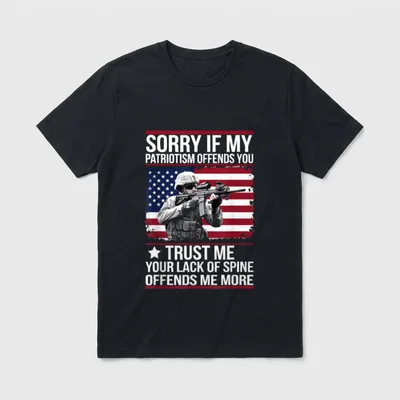 Patriotism Offends You Patriotic US Flag T-Shirt – Classic T-Shirt in Black