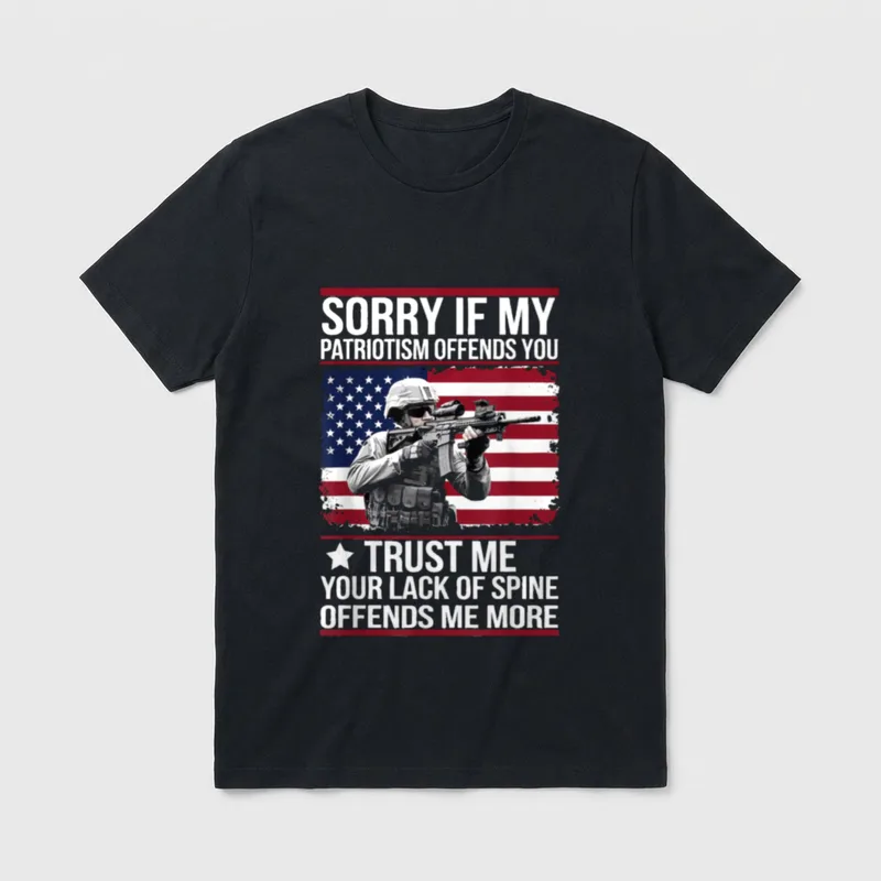 Patriotism Offends You Patriotic US Flag T-Shirt – Classic T-Shirt in Black
