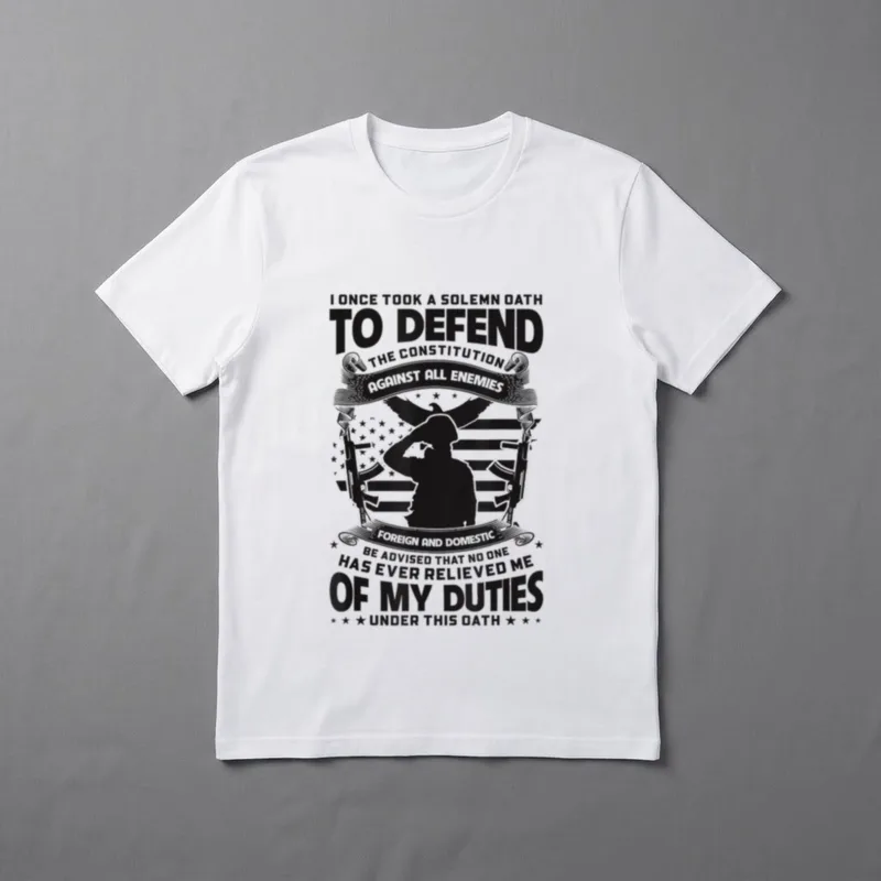 Patriotic Veteran American Oath Defend T-Shirt – Classic T-Shirt in Black