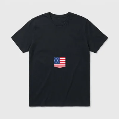 American Flag Patriotic 4th of July T-Shirt – US flag printed on a shirt pocket graphic – Classic T-Shirt in Black