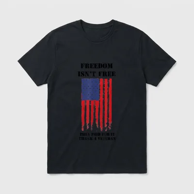 Free USA Military Veteran Flag T-Shirt – Classic T-Shirt in Black