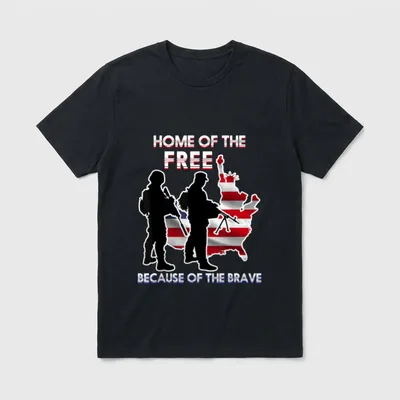 Free Because Brave USA Flag Veteran T-Shirt – Classic T-Shirt in Black