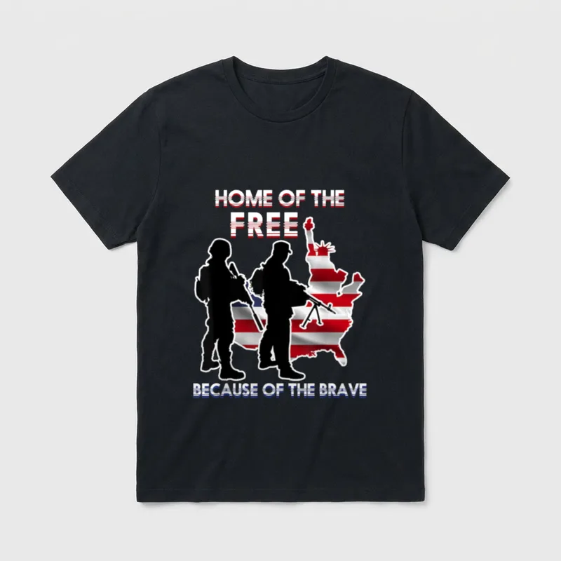Free Because Brave USA Flag Veteran T-Shirt – Classic T-Shirt in Black