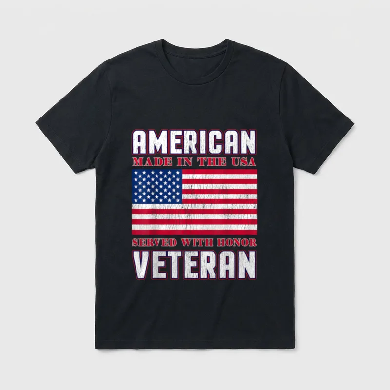 USA Served with Honor Veteran Patriotic T-Shirt – Classic T-Shirt in Black