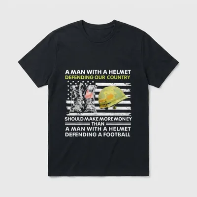 Helmet Defending Our Country America Veteran T-Shirt – Classic T-Shirt in Black