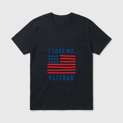 Flag Image I Love My Veteran T-Shirt – Classic T-Shirt in Black