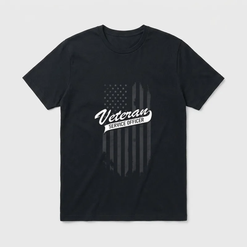 Veteran Service Officer with US Flag T-Shirt – Classic T-Shirt in Black