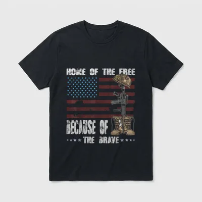 Because Brave Distress Veteran US Flag T-Shirt – Classic T-Shirt in Black