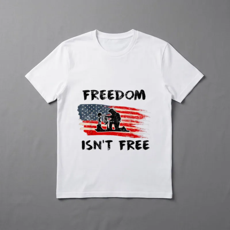 Free American Flag Patriotic Veteran Support T-Shirt – Classic T-Shirt in Black