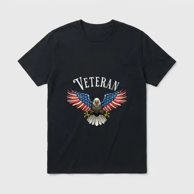 Veteran American Flag Flying Eagle Patriotic T-Shirt – Classic T-Shirt in Black