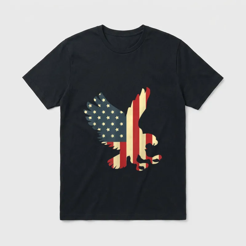 Patriotic Eagle USA American Flag Proud T-Shirt – Classic T-Shirt in Black