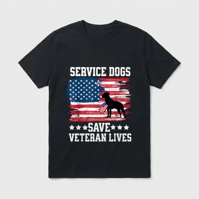 Military Veteran Service Dog T-Shirt – Classic T-Shirt in Black