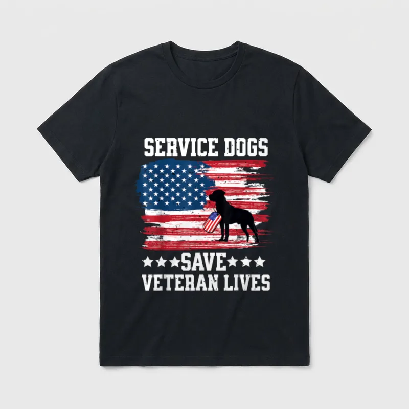 Military Veteran Service Dog T-Shirt – Classic T-Shirt in Black