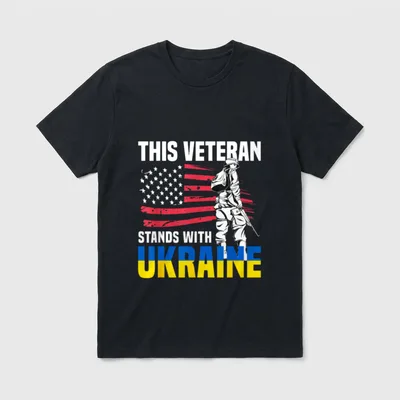 Veteran Stands With Ukraine T-Shirt – Classic T-Shirt in Black