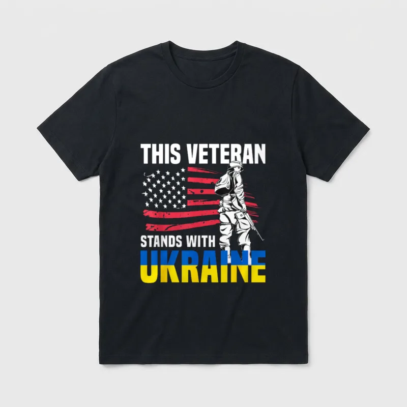 Veteran Stands With Ukraine T-Shirt – Classic T-Shirt in Black