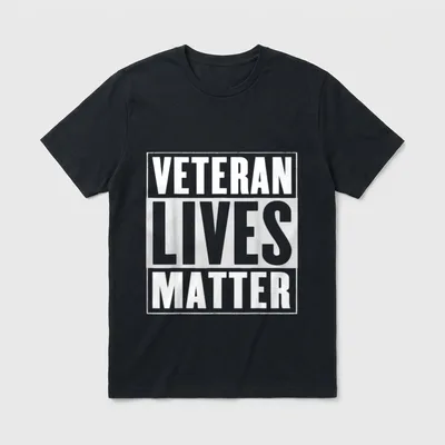 Proud Veteran Support T-Shirt – Three-line text reading Veteran Lives Matter – Classic T-Shirt in Black