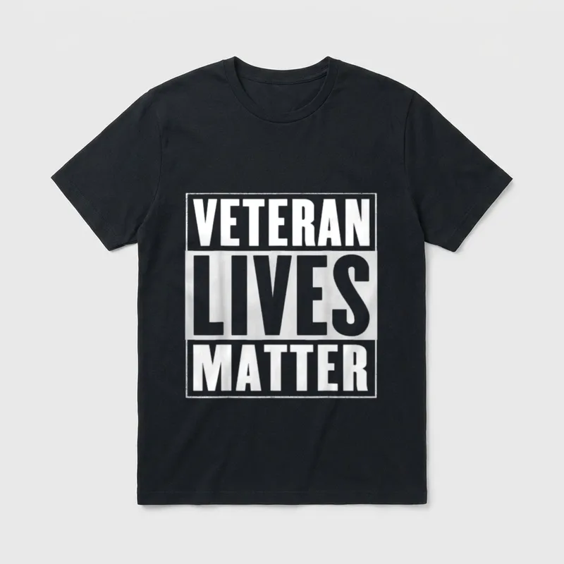 Proud Veteran Support T-Shirt – Three-line text reading Veteran Lives Matter – Classic T-Shirt in Black