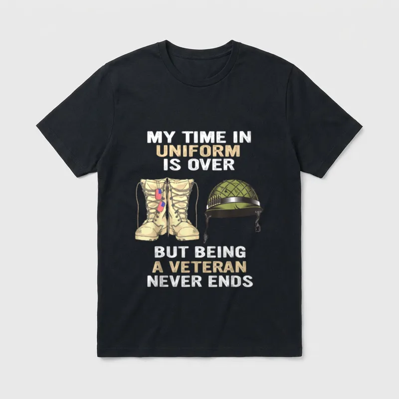 Retired Veteran Never Ends T-Shirt – Classic T-Shirt in Black