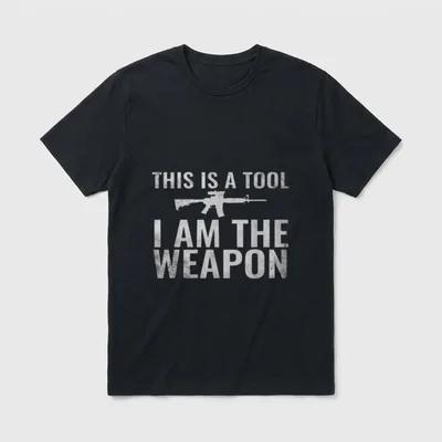 Veteran Tool Weapon T-Shirt – "THIS IS A TOOL I AM THE WEAPON" with rifle silhouette – Classic T-Shirt in Black