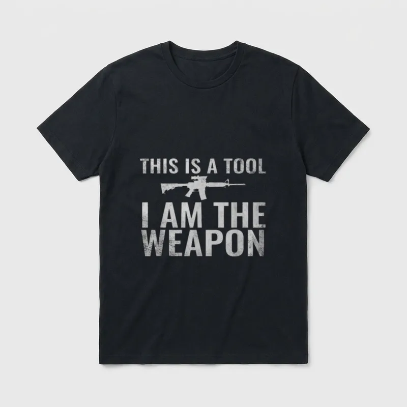 Veteran Tool Weapon T-Shirt – "THIS IS A TOOL I AM THE WEAPON" with rifle silhouette – Classic T-Shirt in Black