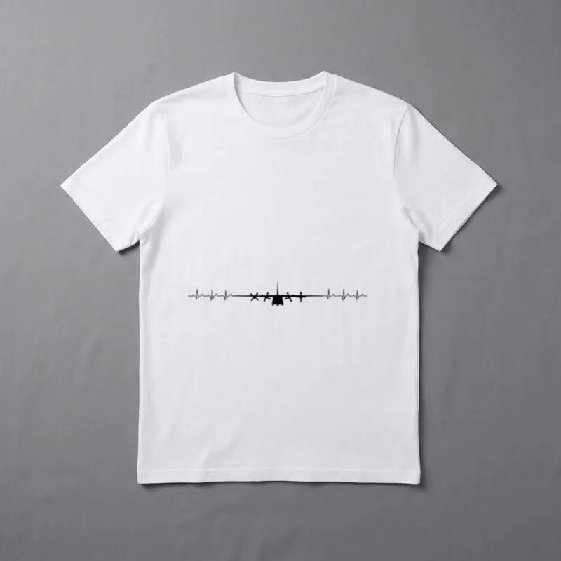 Military Aircraft Pilot T-Shirt – C-130 Hercules aircraft centered on a heartbeat line – Classic T-Shirt in Black