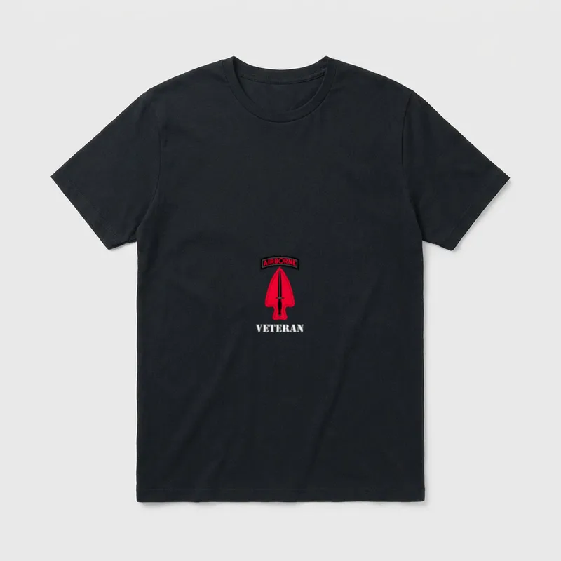 160th SOAR Nightstalkers T-Shirt – Red arrowhead with Airborne tab and Veteran text – Classic T-Shirt in Black