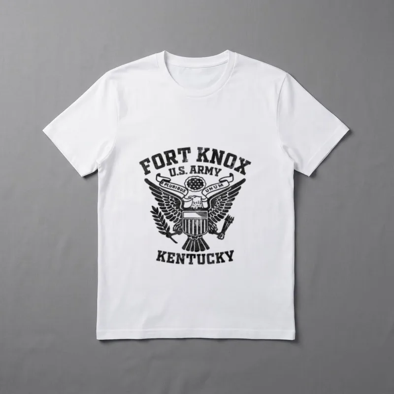 Fort Knox Veteran T-Shirt – FORT KNOX U.S. ARMY E PLURIBUS UNUM KENTUCKY text with eagle seal – Classic T-Shirt in Black