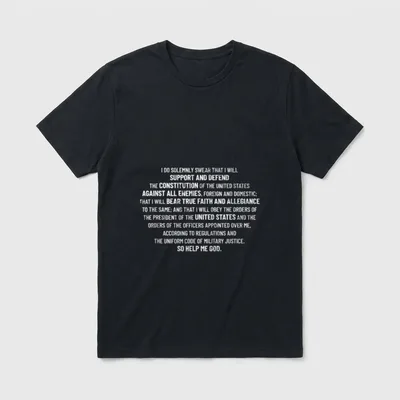 Military Oath Veteran T-Shirt – Full military enlistment oath in bold capital letters – Classic T-Shirt in Black