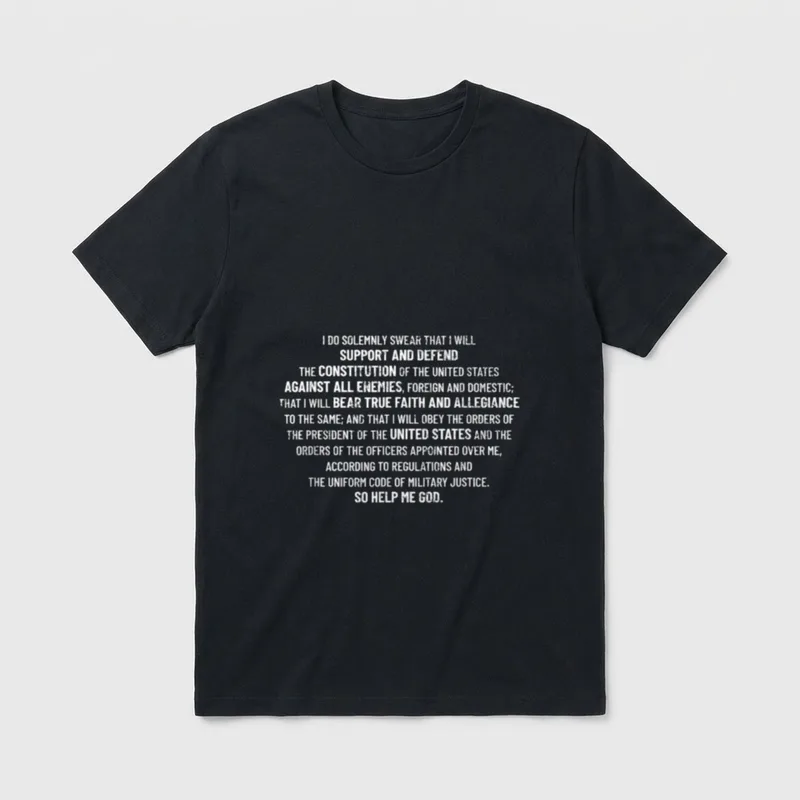 Military Oath Veteran T-Shirt – Full military enlistment oath in bold capital letters – Classic T-Shirt in Black