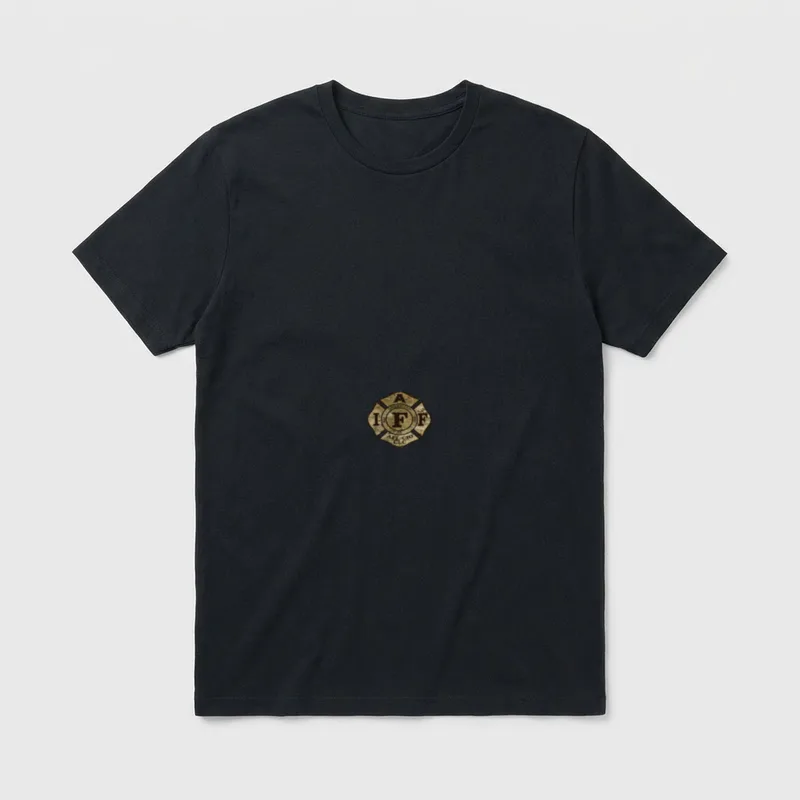 Military Veteran Firefighter T-Shirt – IAFF firefighter badge emblem in tan and brown – Classic T-Shirt in Black