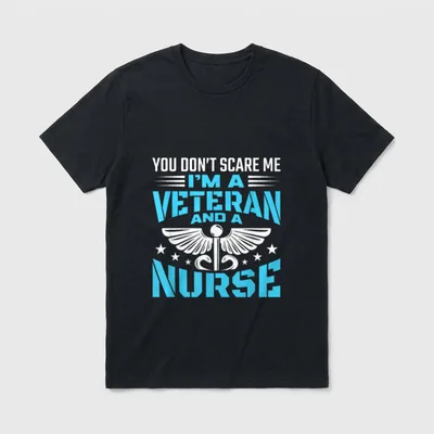 Veteran Nurse T-Shirt – White and blue medical caduceus with text about being a veteran nurse – Classic T-Shirt in Black