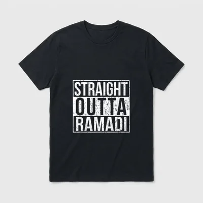 Straight Outta Ramadi Proud T-Shirt – STRAIGHT OUTTA RAMADI text in white distressed letters – Classic T-Shirt in Black