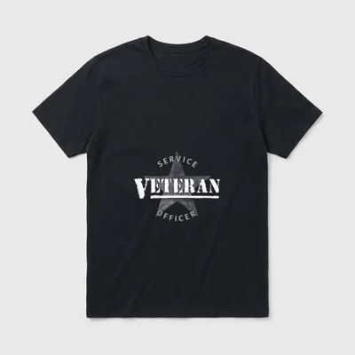 Proud Veteran Service Officer T-Shirt – SERVICE, VETERAN, OFFICER text with star – Classic T-Shirt in Black