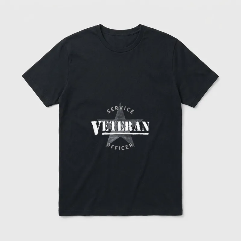 Proud Veteran Service Officer T-Shirt – SERVICE, VETERAN, OFFICER text with star – Classic T-Shirt in Black