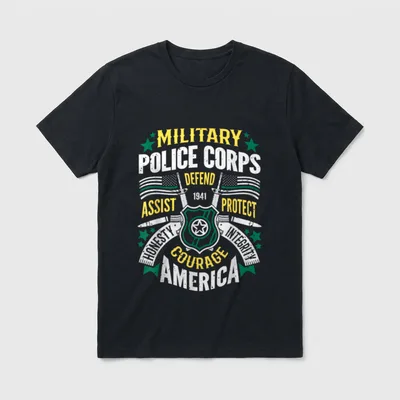 Military Police Officer T-Shirt – MILITARY POLICE CORPS DEFEND ASSIST PROTECT 1941 – Classic T-Shirt in Black