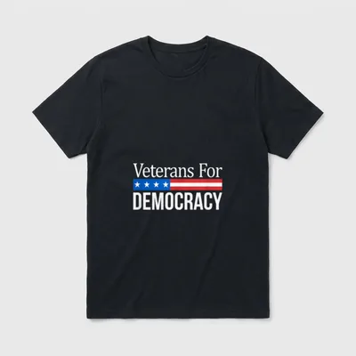 Veteran Political Values T-Shirt – Veterans For DEMOCRACY with stylized American flag – Classic T-Shirt in Black