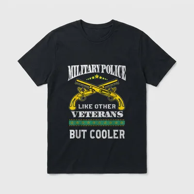 MP Veteran Cool T-Shirt – Military Police like other veterans but cooler with crossed gold guns – Classic T-Shirt in Black