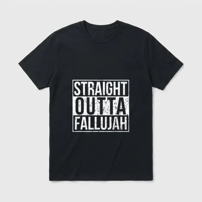 Military Veteran Apparel T-Shirt – Straight Outta Fallujah text in distressed white block letters – Classic T-Shirt in Black