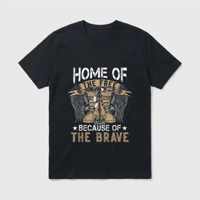 Home Of The Free Veteran T-Shirt – Classic T-Shirt in Black