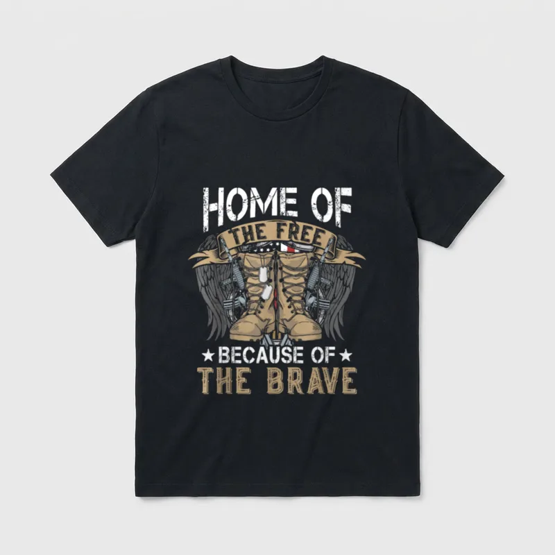 Home Of The Free Veteran T-Shirt – Classic T-Shirt in Black
