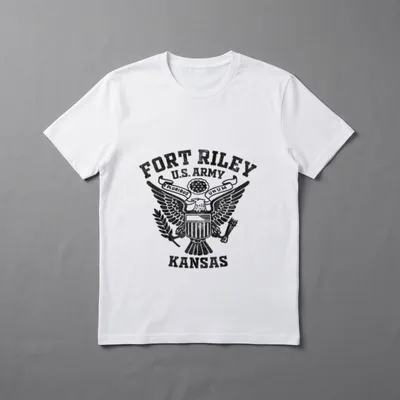 Fort Riley Veteran T-Shirt – Fort Riley U.S. Army eagle seal with E Pluribus Unum, Kansas – Classic T-Shirt in Black