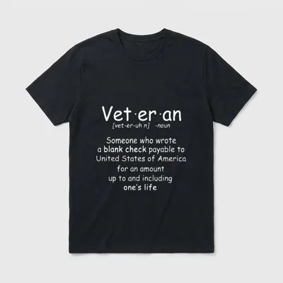 Honored Veteran T-Shirt – Word definition: Veteran with pronunciation and meaning about service – Classic T-Shirt in Black