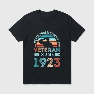Veteran Born in 1923 100th Birthday T-Shirt – Classic T-Shirt in Black