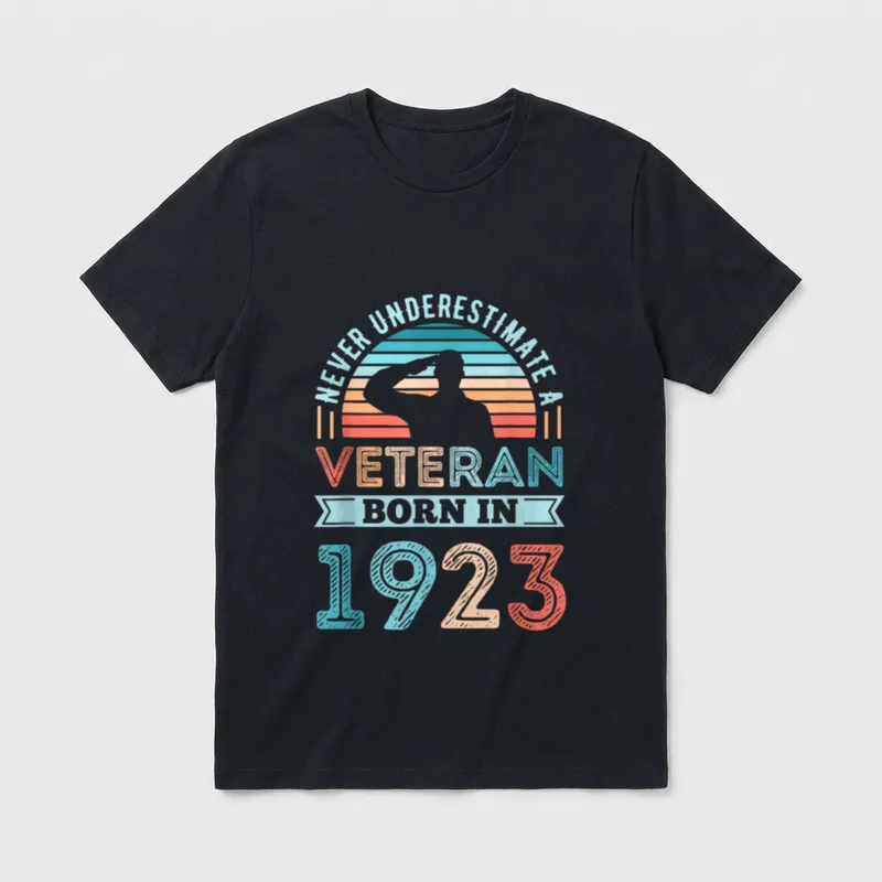 Veteran Born in 1923 100th Birthday T-Shirt – Classic T-Shirt in Black
