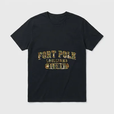 Fort Polk Veteran T-Shirt – Fort Polk, Louisiana, Alumni in military camouflage lettering – Classic T-Shirt in Black